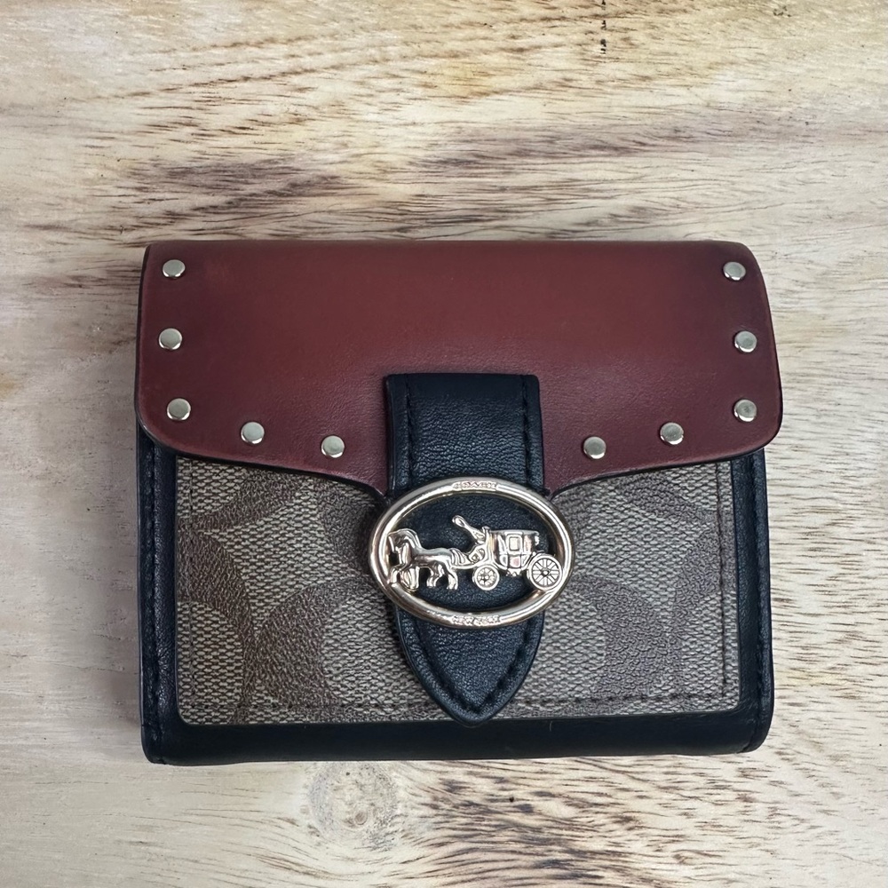 Brown and Black Wallet with Coach Logo